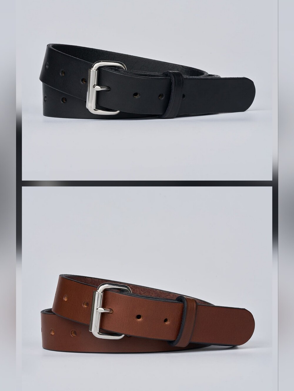 Set of 2 Belts Hank's Leather Goods in Black and Brown sz 40
